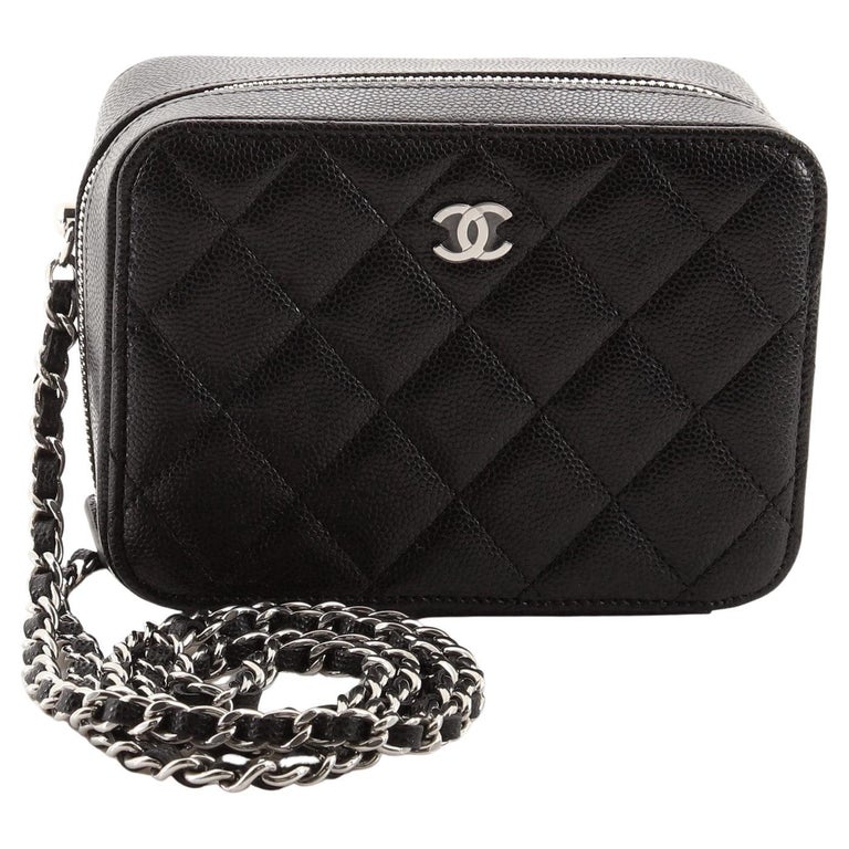 Chanel Zip Around Vanity Case with Chain Quilted Caviar Mini at