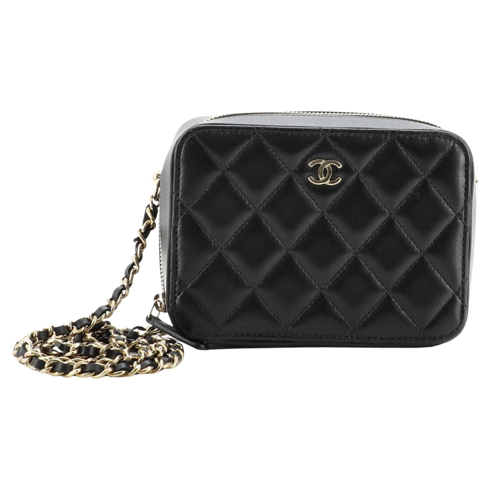 Chanel Zip Around Vanity Case with Chain Quilted Lambskin Mini