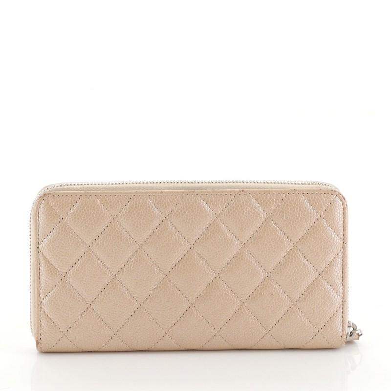 Chanel Zip Around Wallet Quilted Caviar Long In Good Condition In NY, NY