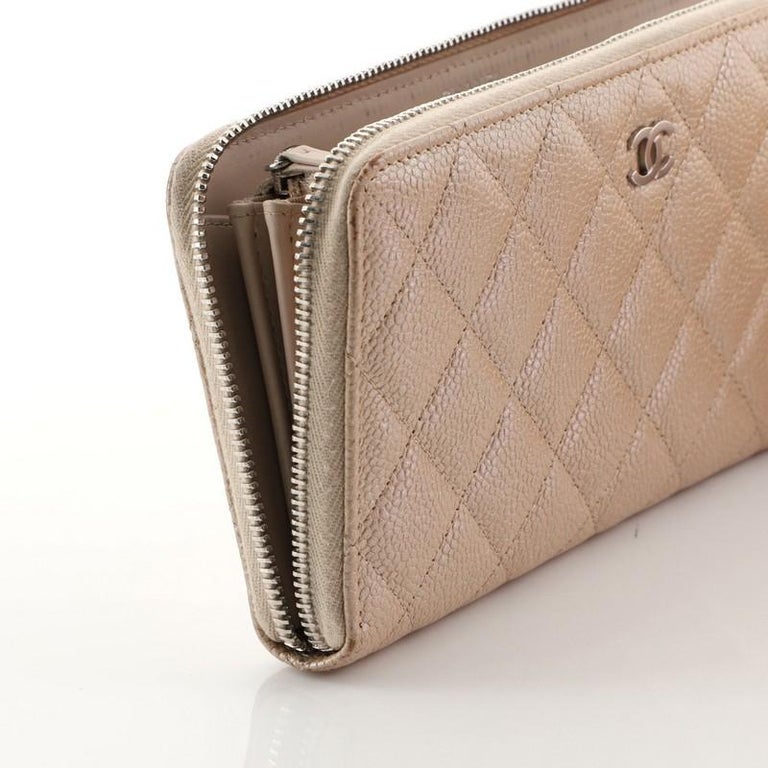 Chanel Zip Around Wallet Quilted Caviar Long at 1stDibs