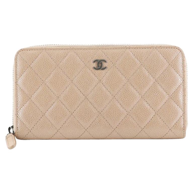 Chanel Zip Around Wallet Quilted Caviar Long at 1stDibs