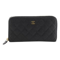 Chanel  Zip Around Wallet Quilted Caviar Long