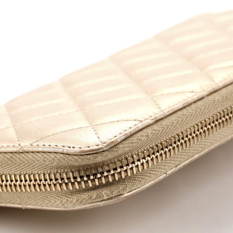 Chanel Zip Around Wallet Quilted Lambskin Long For Sale at 1stDibs