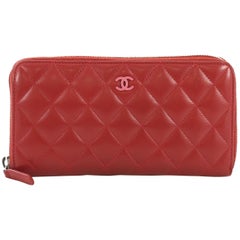Chanel Zip Around Wallet Quilted Lambskin Long