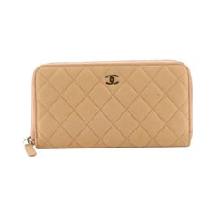 Chanel Zip Around Wallet Quilted Matte Caviar Long