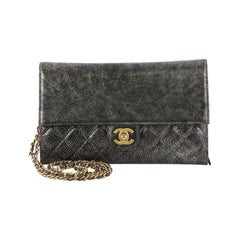 Chanel Zip Away Chain Clutch Crackled Calfskin