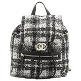 Chanel Zip Printed Medium Black and White Nylon Backpack