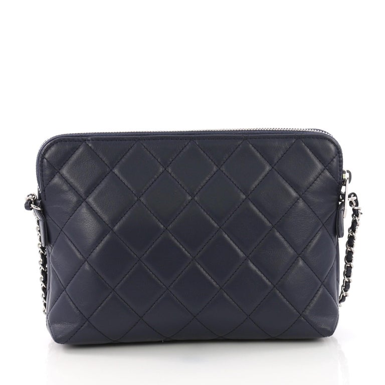 Chanel Zip Top Pocket Crossbody Bag Quilted Calfskin Small at 1stDibs