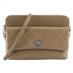 Chanel Zip Top Pocket Crossbody Bag Quilted Calfskin Small