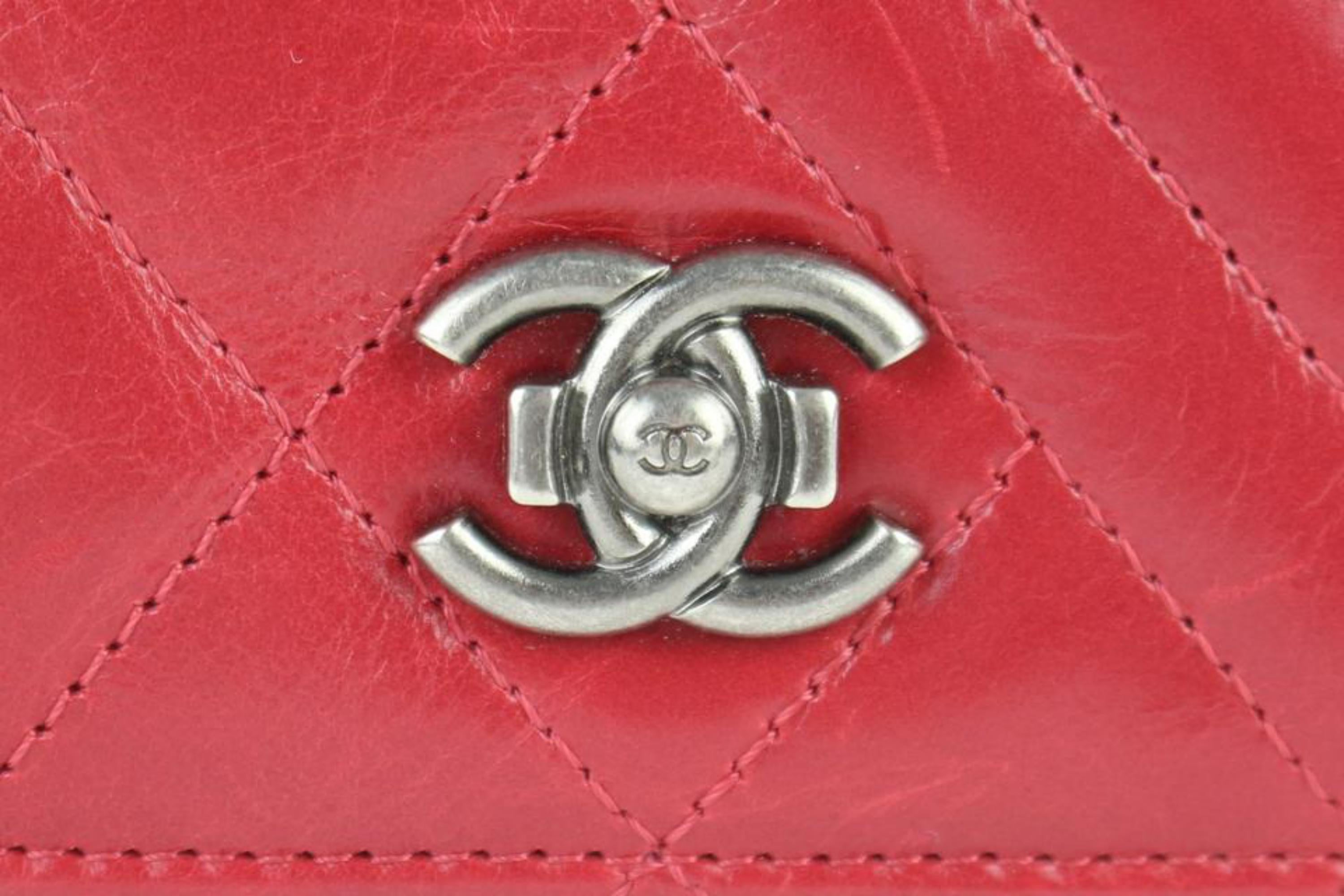 Chanel Zippy Boy Chevron Mix Quilted Zip Around Gusset Wallet 9ce0102 Red clutch For Sale 7