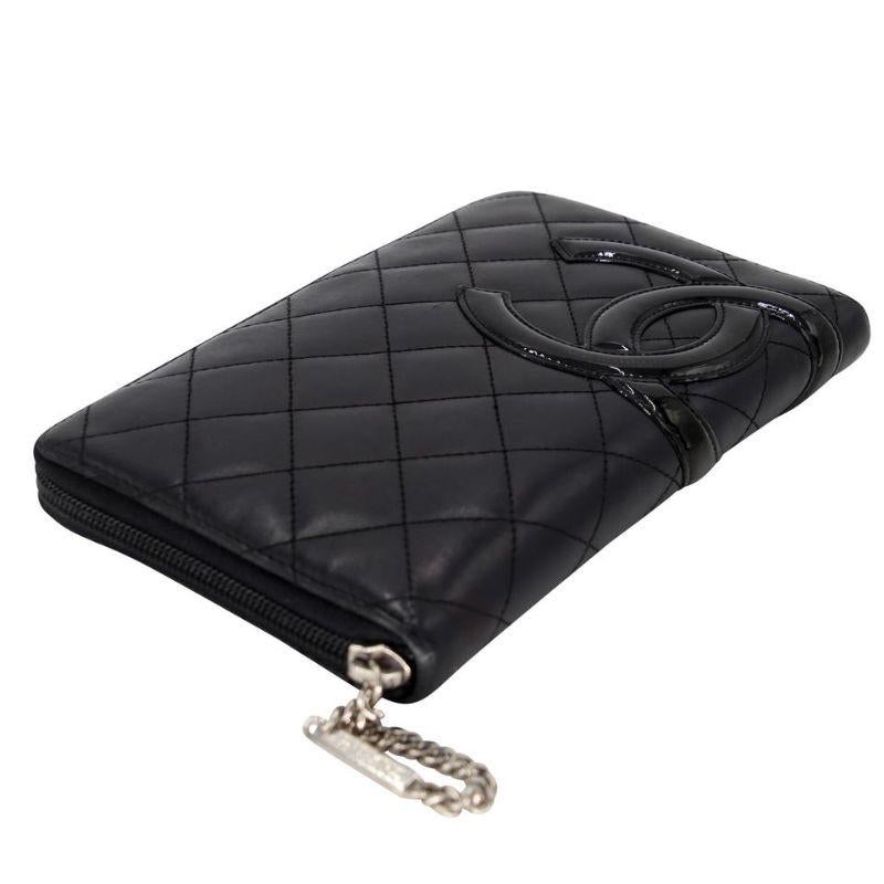 Chanel Zippy Cambon Quilted Lambskin Leather Ligne Wallet CC-0326N-0085 In Good Condition In Downey, CA