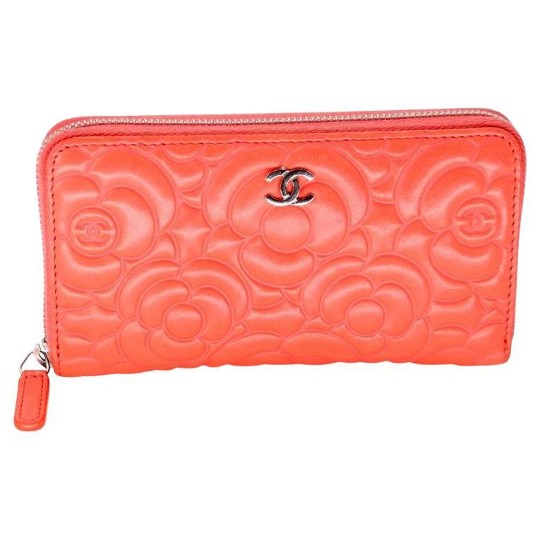 Chanel Zippy Embossed Leather Camellia Wallet CC-0407N-0114 For Sale