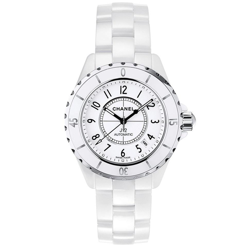 Chanel J12 Weiß Automatik Weißes Zifferblatt Weiß Keramik Uhr H0970 im Zustand „Neu“ in Wilmington, DE