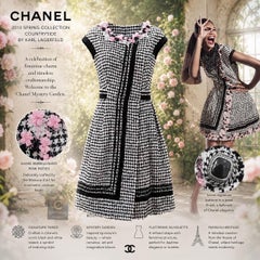 CHANELl 8K$ Couture Tweed Dress with Floral Appliqué 42 FR