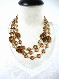 CHANEL's Iconic 1981 CHICKLET Sautoir Necklace, amber-colored topaz glass