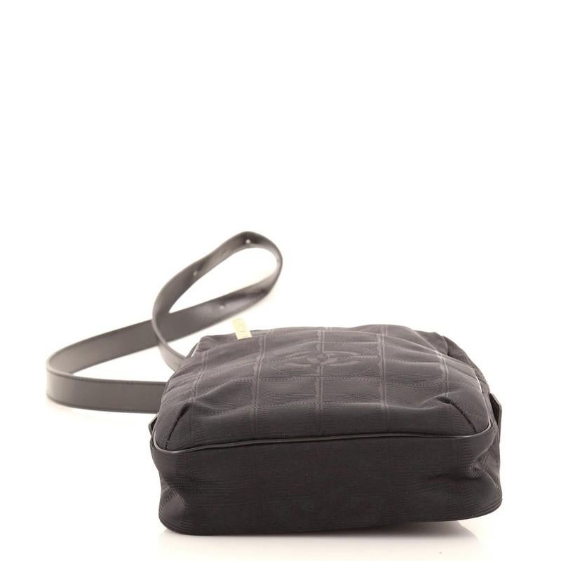 Black ChanelTravel Line Crossbody Bag Nylon Mini