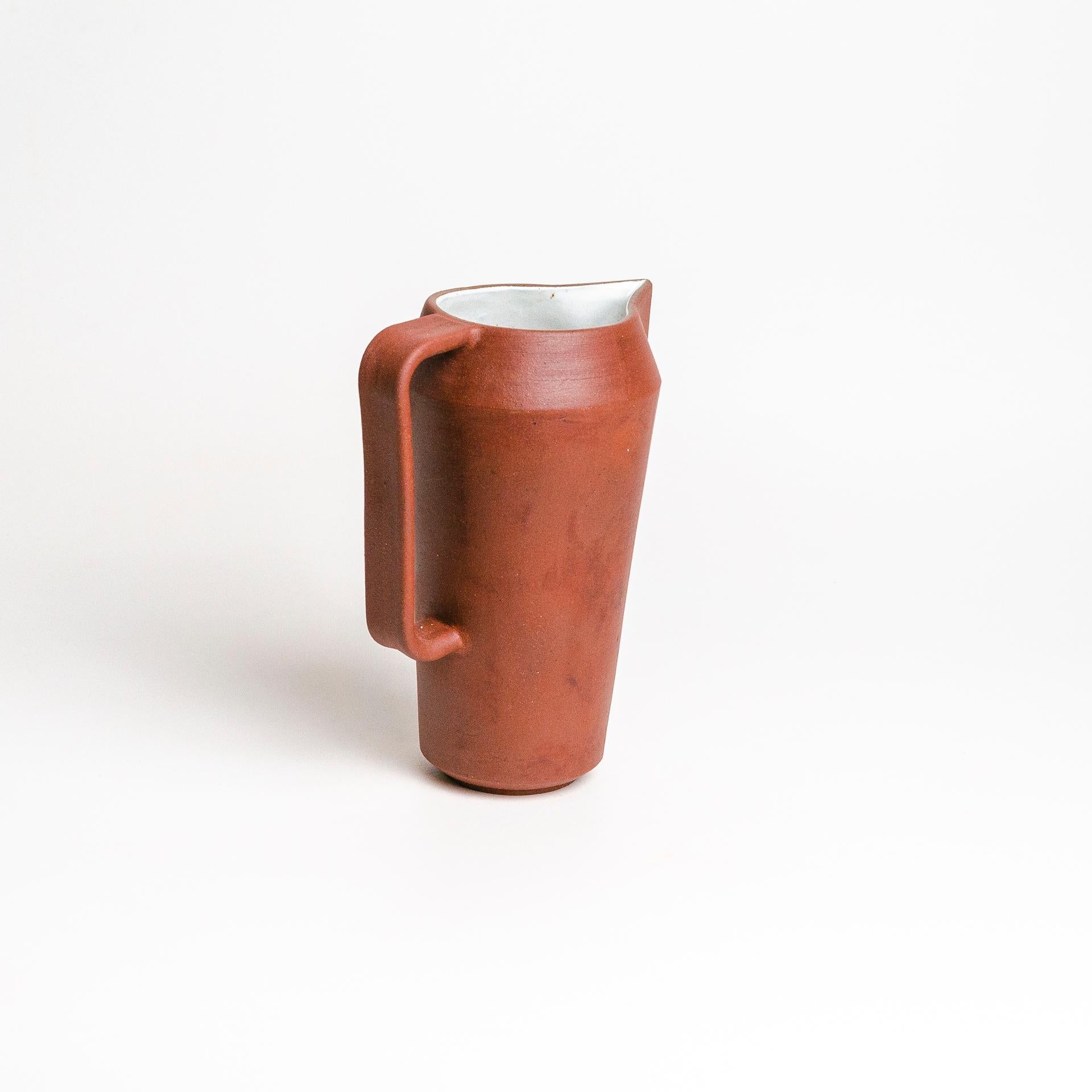 Modern Chanfro Terracotta Pitcher For Sale