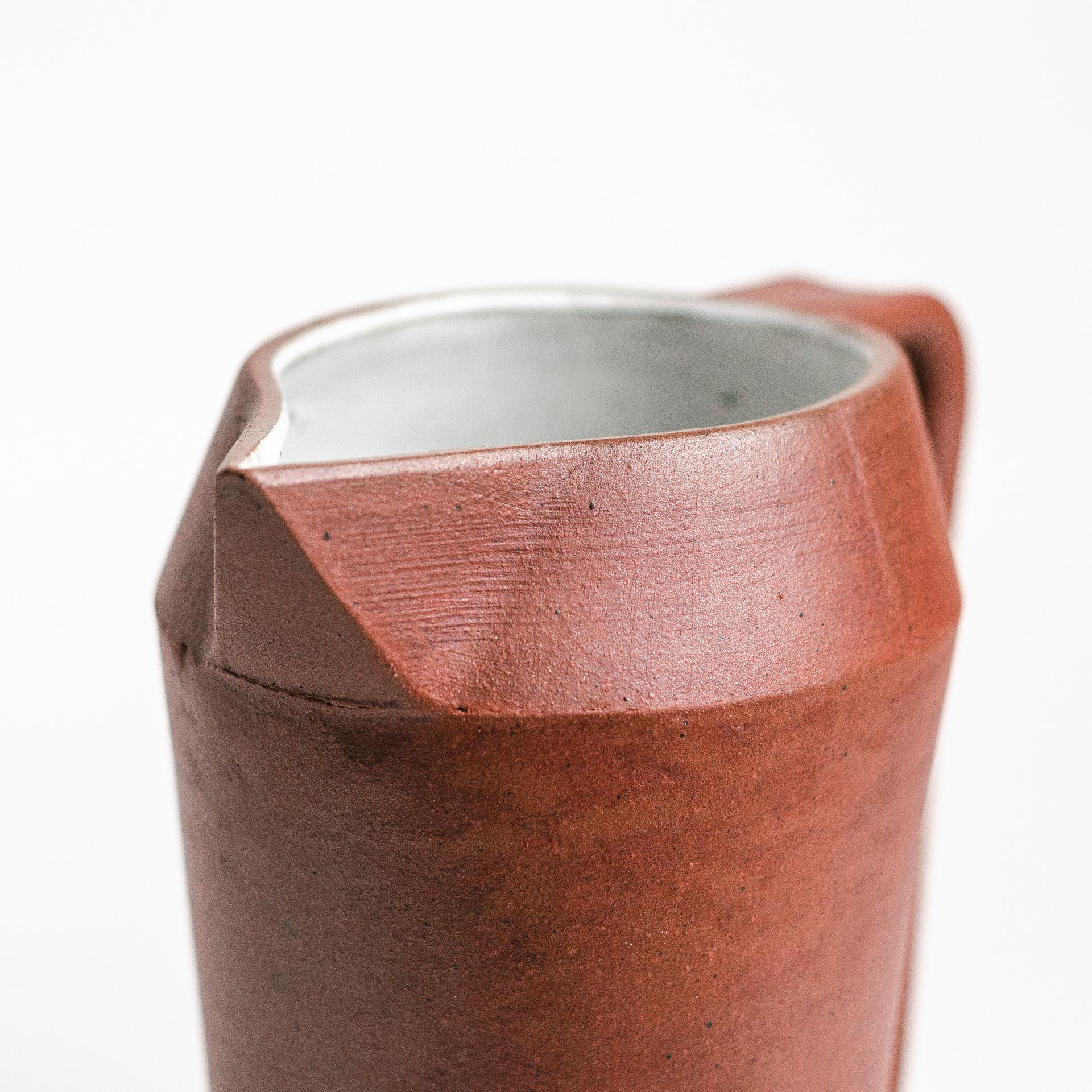 Contemporary Chanfro Terracotta Pitcher For Sale