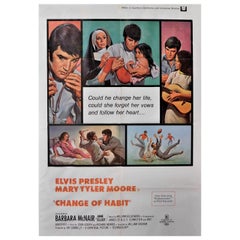 Vintage Change of Habit Elvis Presley 1969 Original Theatrical Poster Mary Tyler Moore