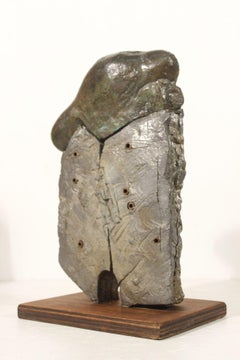 "Change the Way of Thinking" lead & bronze sculpture by Kenji Horiuchi, 1984