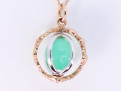 Changeable Gem Revolving Loops Essence Made in Italy Crysoprase 18k Gold Pendant