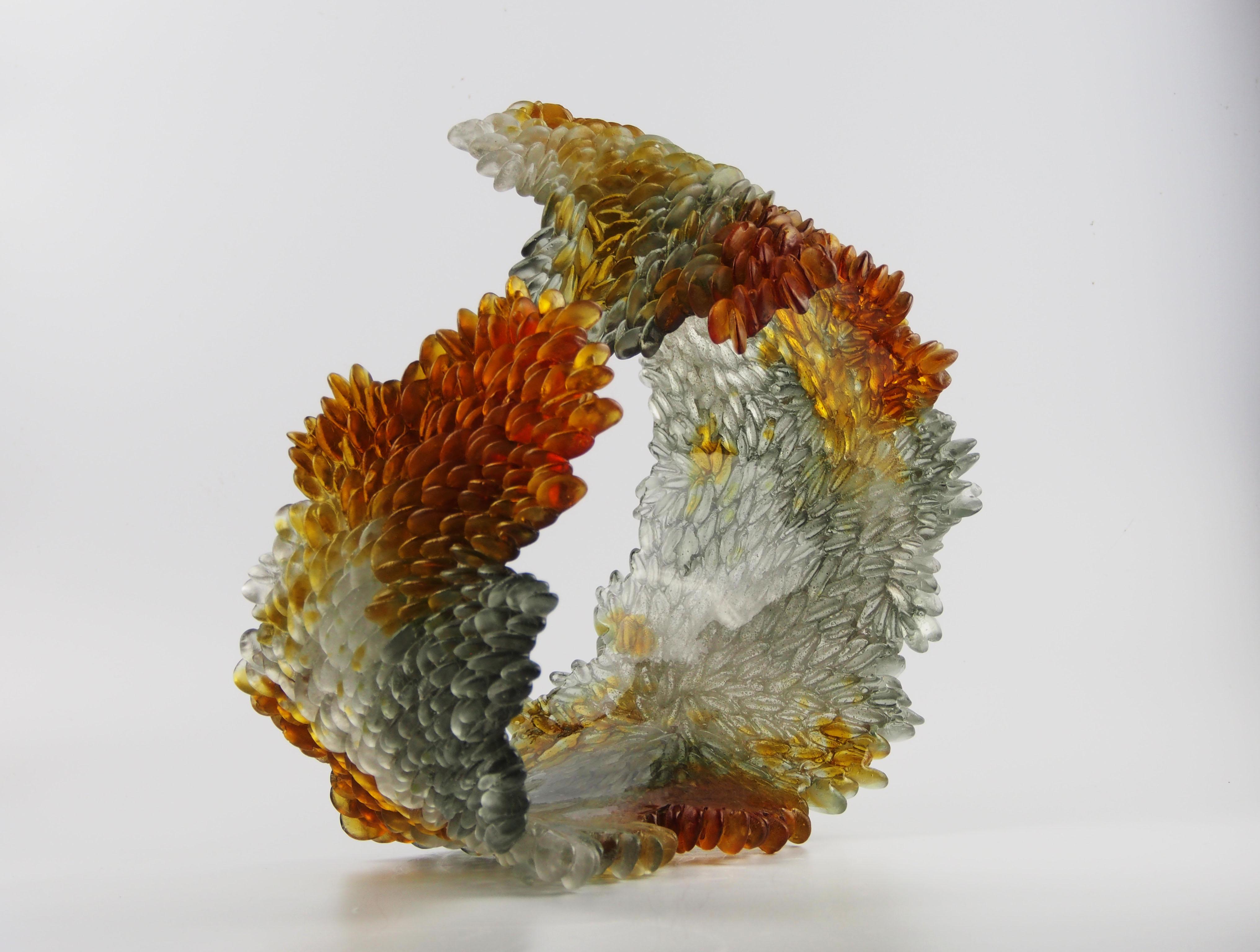 Organic Modern Changing Colors, a Glass Sculpture in Clear & Amber by Nina Casson McGarva