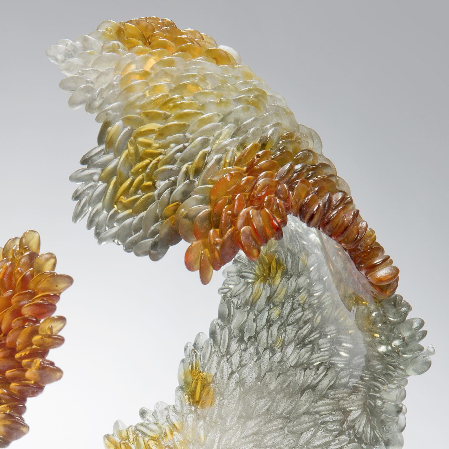British Changing Colors, a Glass Sculpture in Clear & Amber by Nina Casson McGarva