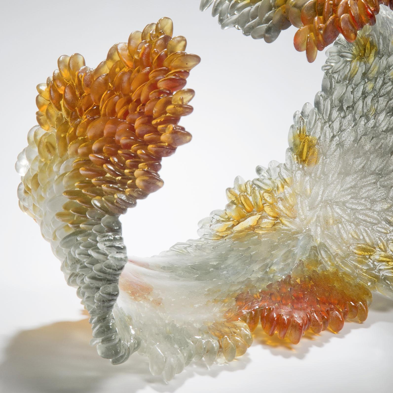 Cast Changing Colors, a Glass Sculpture in Clear & Amber by Nina Casson McGarva