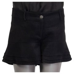 CHANLE schwarz Viskose 2012 LAYERED DENIM HOT PANTS Shorts 36 XS