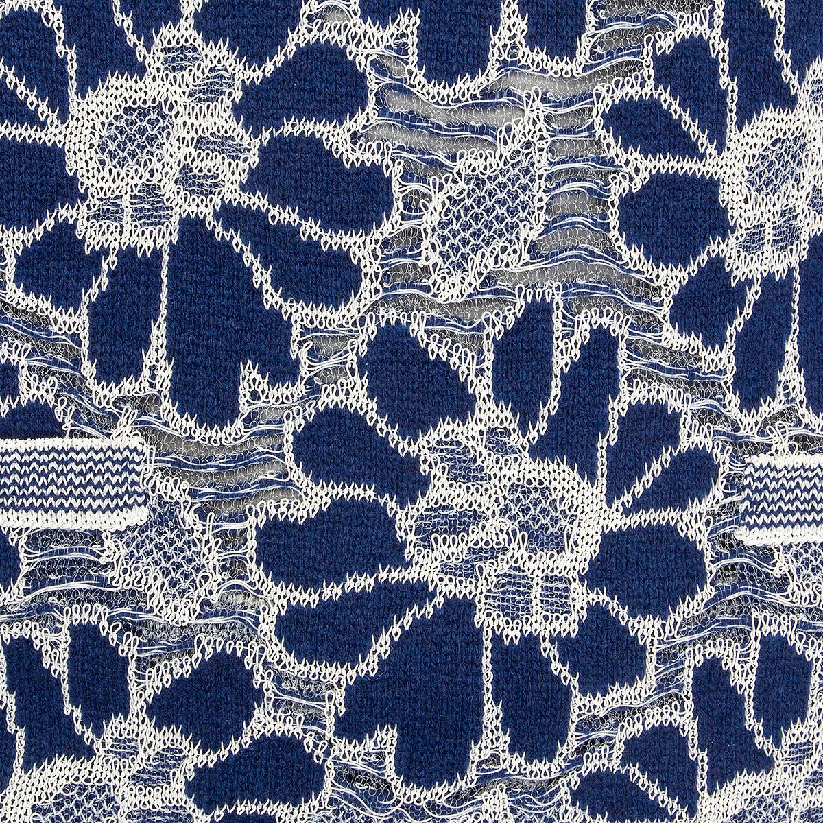 Women's CHANLE blue & white wool 2020 CAMELLIA KNIT CULOTTE Pants 38 S