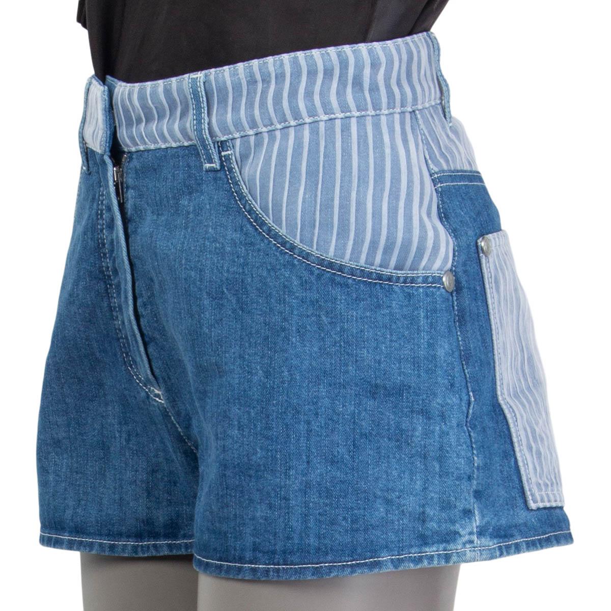 CHANLE Indigoblaue Baumwolle 2014 STRIPED DENIM HOT PANTS Shorts 36 XS Damen im Angebot
