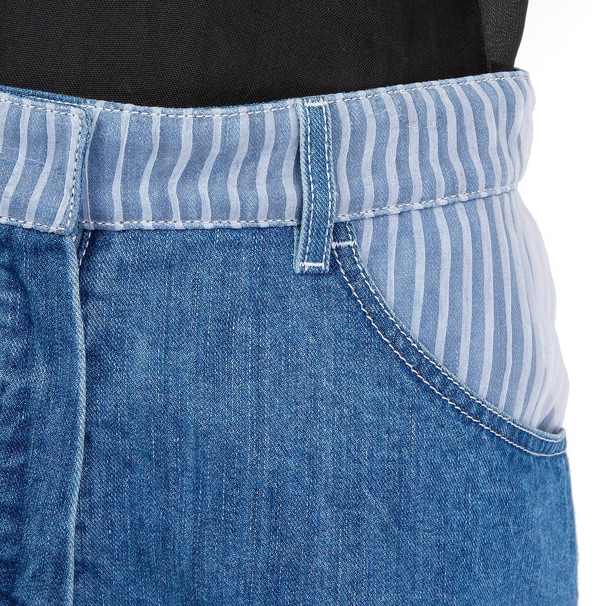 Women's CHANLE indigo blue cotton 2014 STRIPED DENIM HOT PANTS Shorts 36 XS For Sale