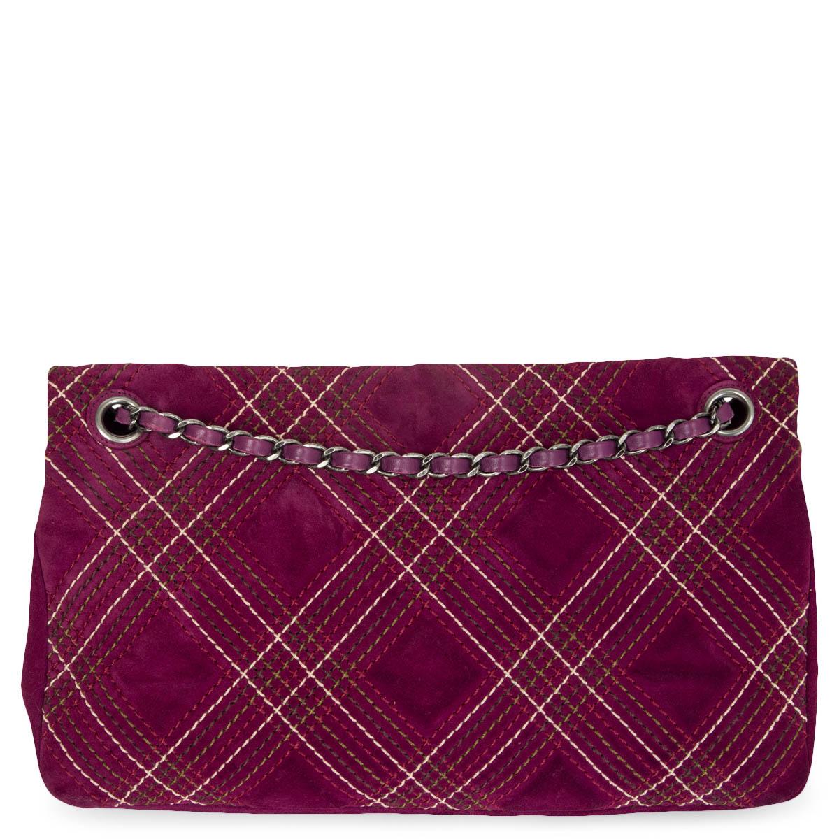 Purple CHANLE purple suede 2013 EDINBURGH SALTIRE MEDIUM FLAP Shoulder Bag 13A For Sale