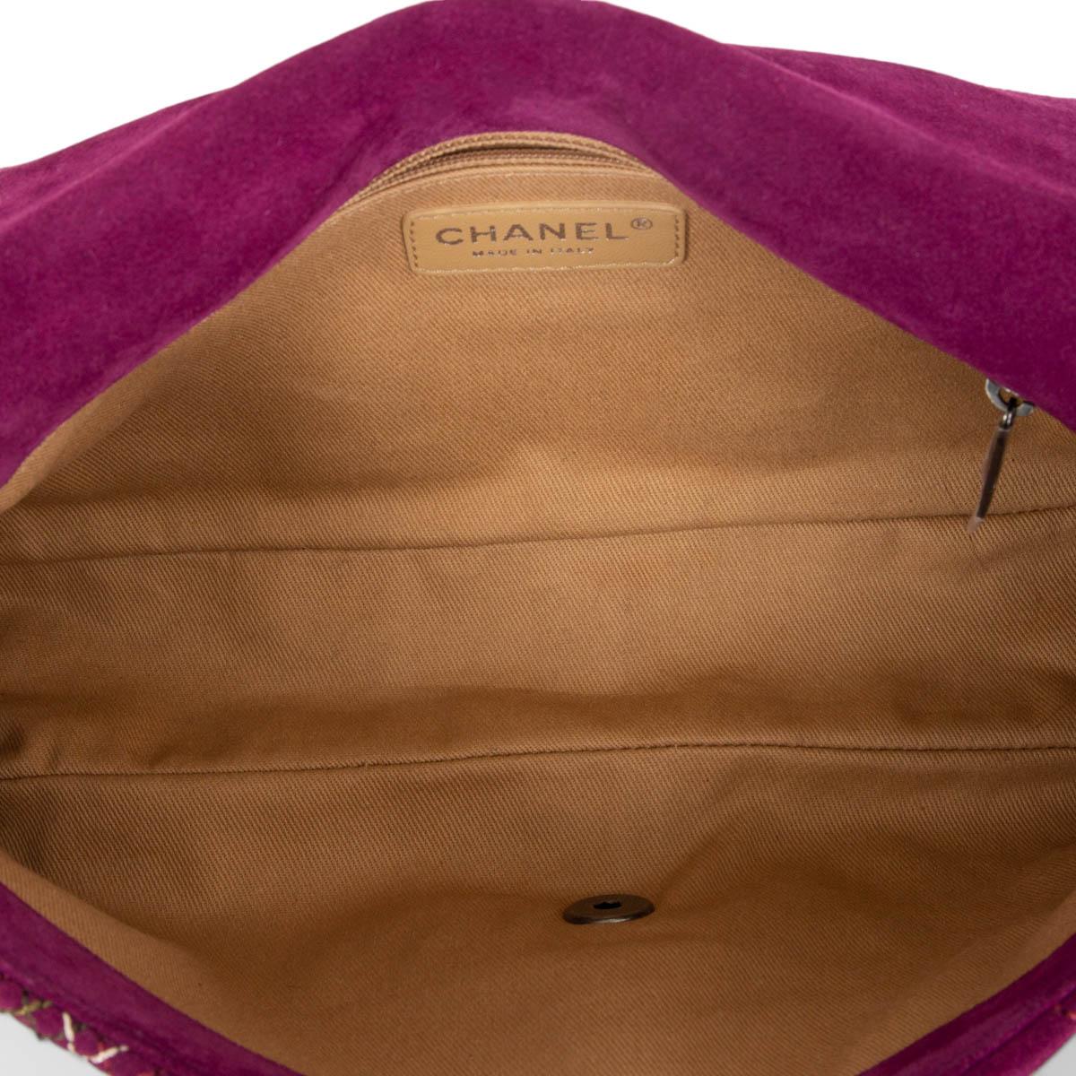 CHANLE purple suede 2013 EDINBURGH SALTIRE MEDIUM FLAP Shoulder Bag 13A For Sale 1