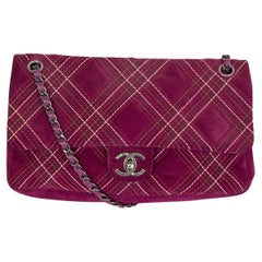 CHANLE purple suede 2013 EDINBURGH SALTIRE MEDIUM FLAP Shoulder Bag 13A