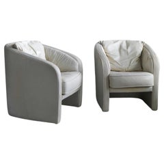 Channel Arm, Leather Roche Bobois Club Chairs