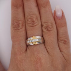 Channel Baguette Diamond Platinum 18K Gold Band Ring