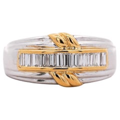 Channel Baguette Diamond Platinum 18K Gold Band Ring