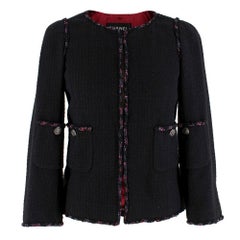 Channel Classic Black Jacket with Red & Navy Trim  SIZE 34