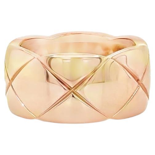 Channel CoCo Crush Ring Gestepptes Motiv Große Version 18k Beige Gold Größe 8,75