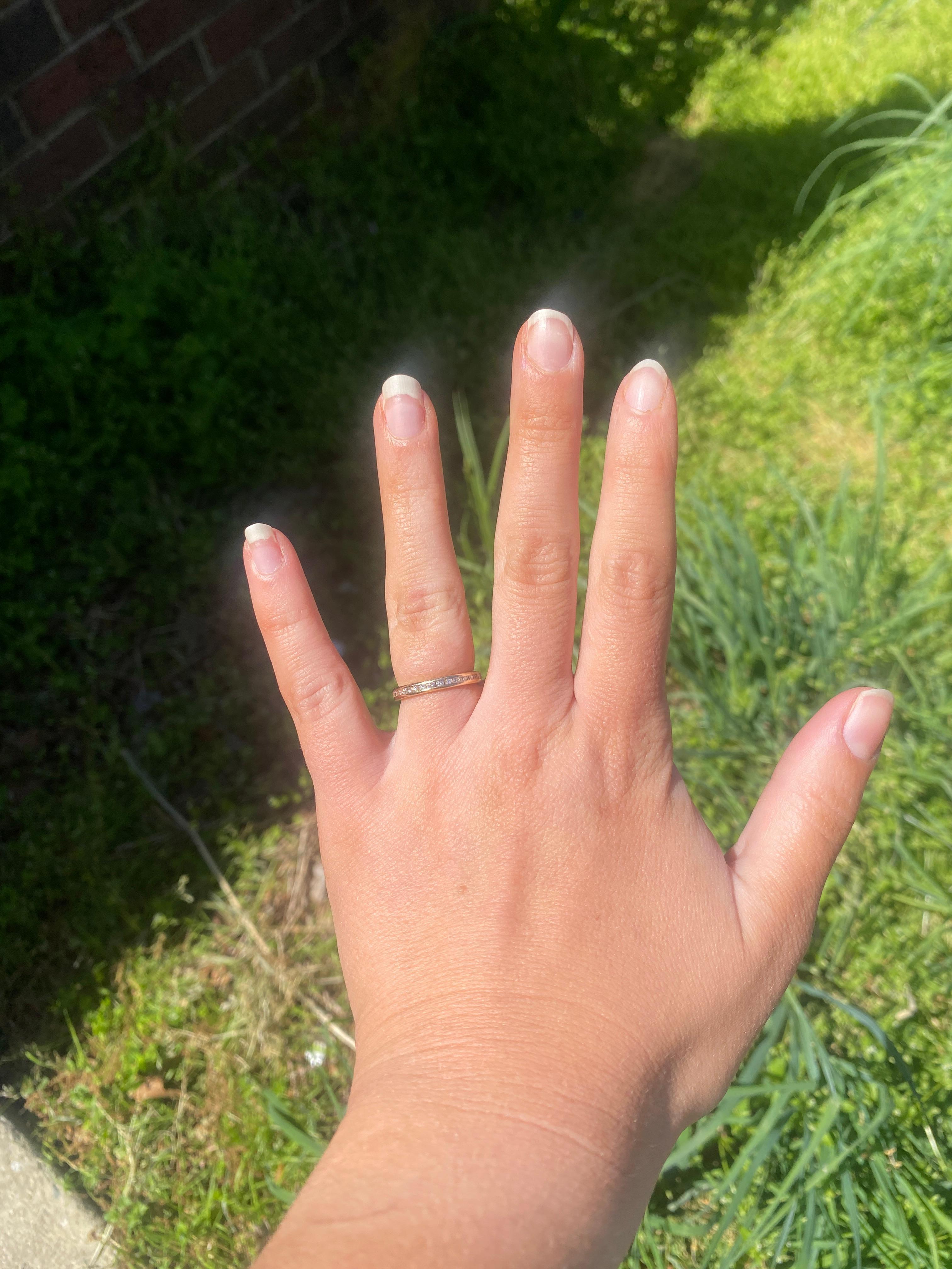 da uomo o donna Fede nuziale a canale con diamante per l'eternità, oro giallo 14 carati, misura anello 6 in vendita