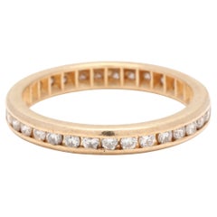 Channel Diamond Eternity Wedding Band, 14K Yellow Gold, Ring Size 6