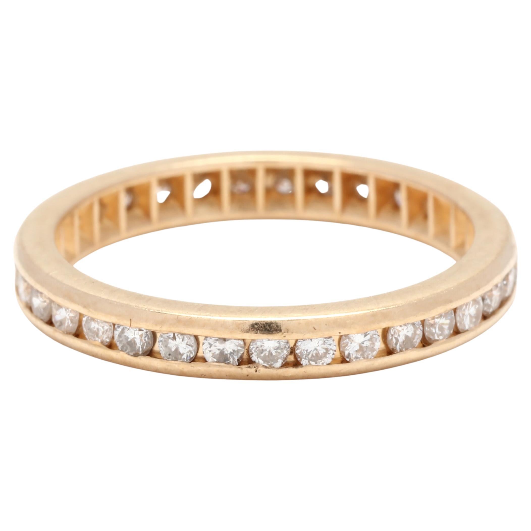 Channel Diamant Eternity Ehering, 14K Gelbgold, Ring Größe 6 im Angebot