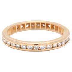 Vintage Channel Diamond Eternity Wedding Band, 14K Yellow Gold, Ring Size 6