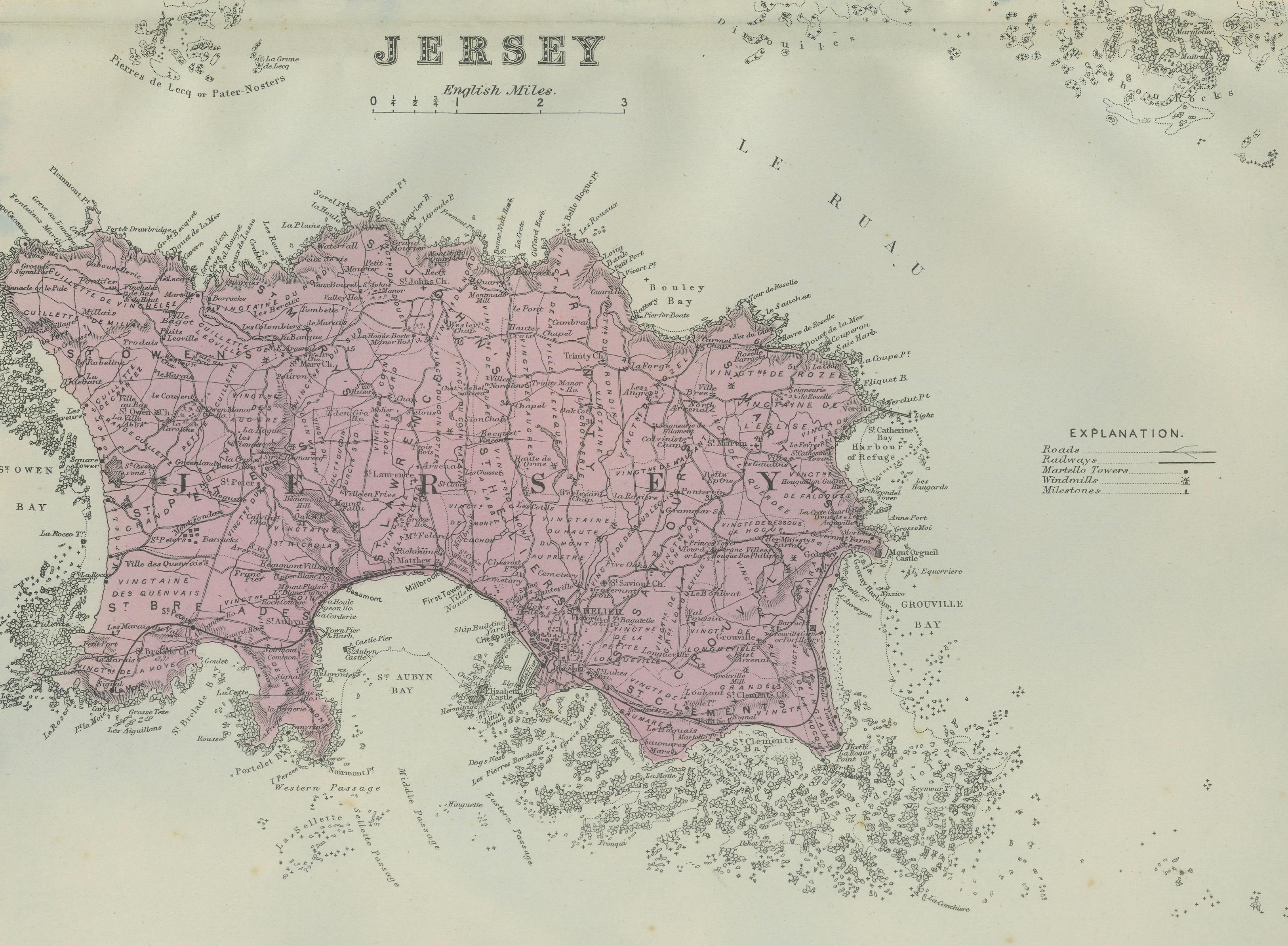 Channel Islands Map, Jersey Guernsey Alderney Sark, Bacon London, 1885