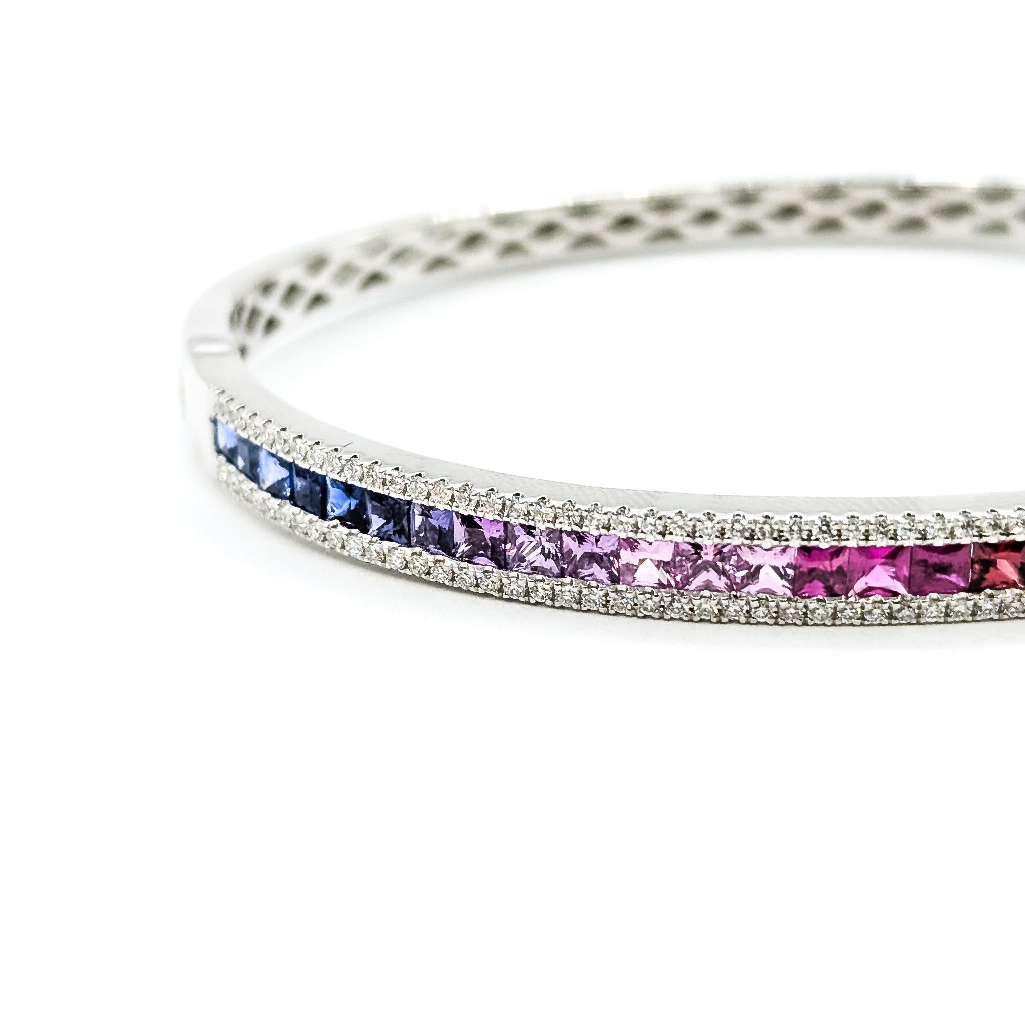 Channel Sapphire & Diamond Bracelet in 14k (Zeitgenössisch) im Angebot