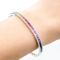 Channel Sapphire & Diamond Bracelet in 14k white gold