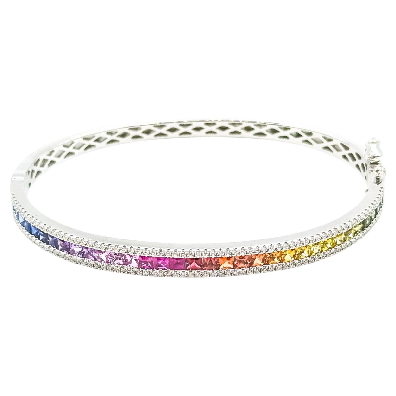 Channel Sapphire & Diamond Bracelet in 14k white gold