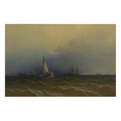 Antique “Channel Scenery” 
1864
 Marine Seascape Nautical Painting by James Hamilton