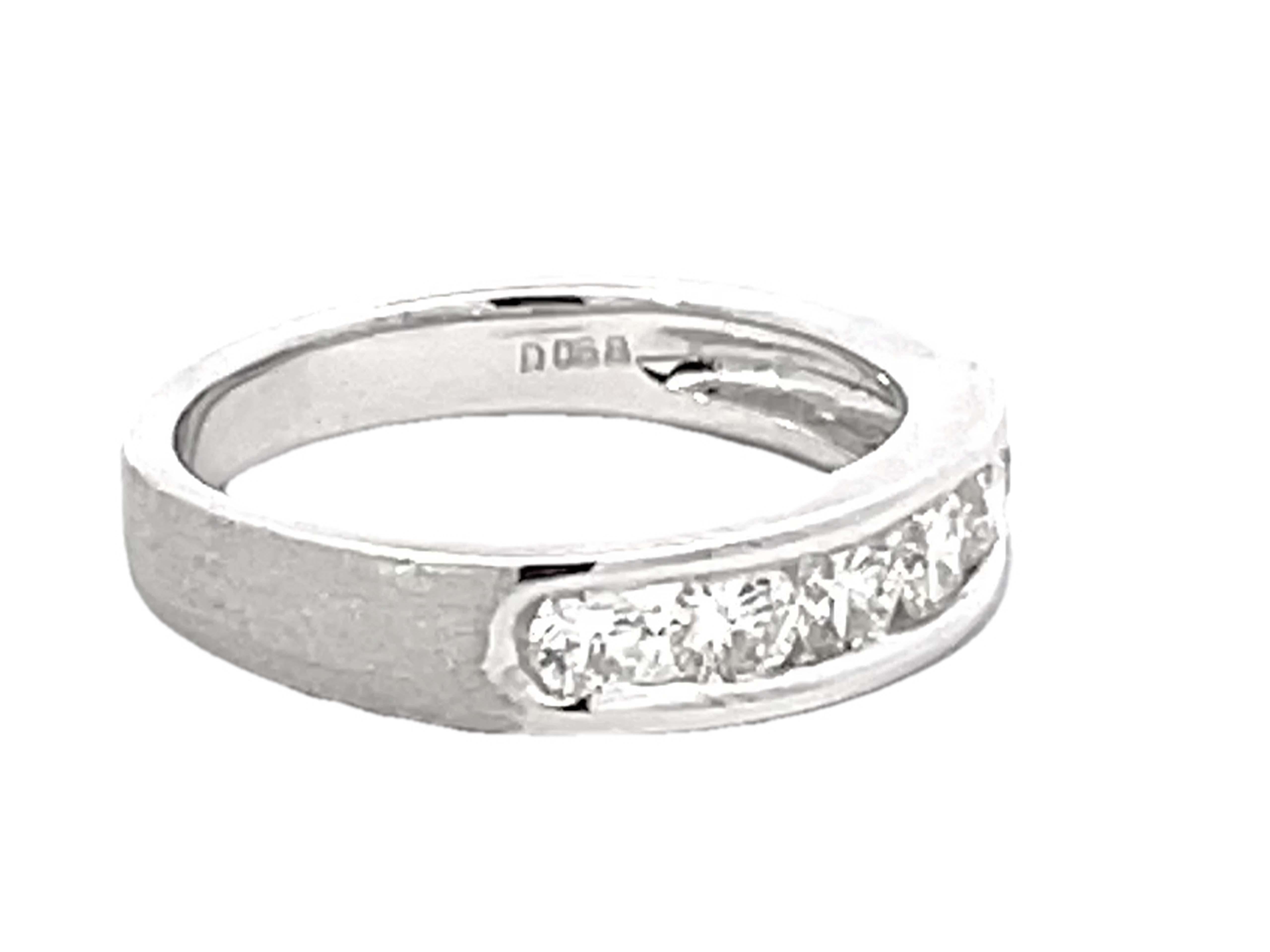 Modern Channel Set 0.68 Carat 6 Brilliant Cut Diamond Band Ring Solid 18k White Gold For Sale